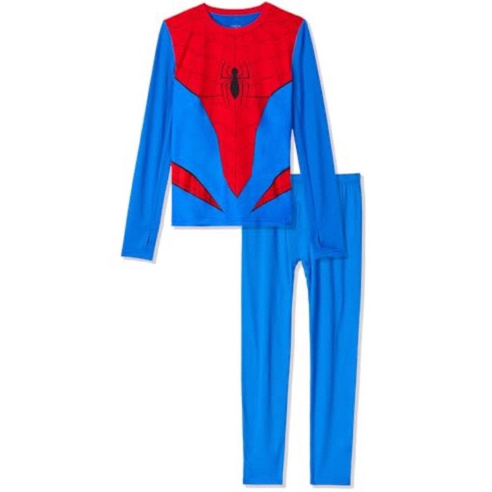 NWT- Cuddl Duds Spiderman Boys Thermal Underwear Set -Long John -size 8